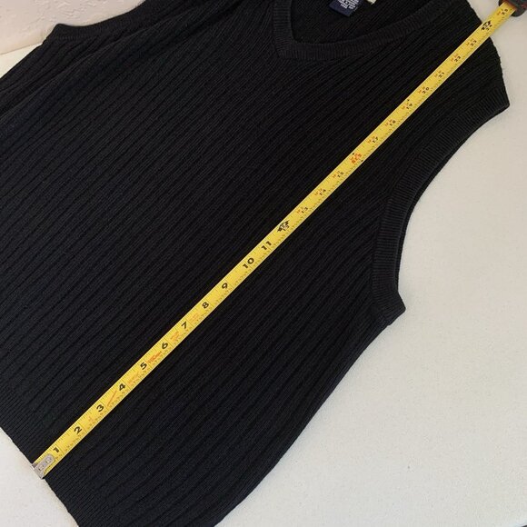 Cutter & Buck Silk Cashmere Sweater Vest Mens Medium Navy Blue V Neck Ribbed - Picture 7 of 8